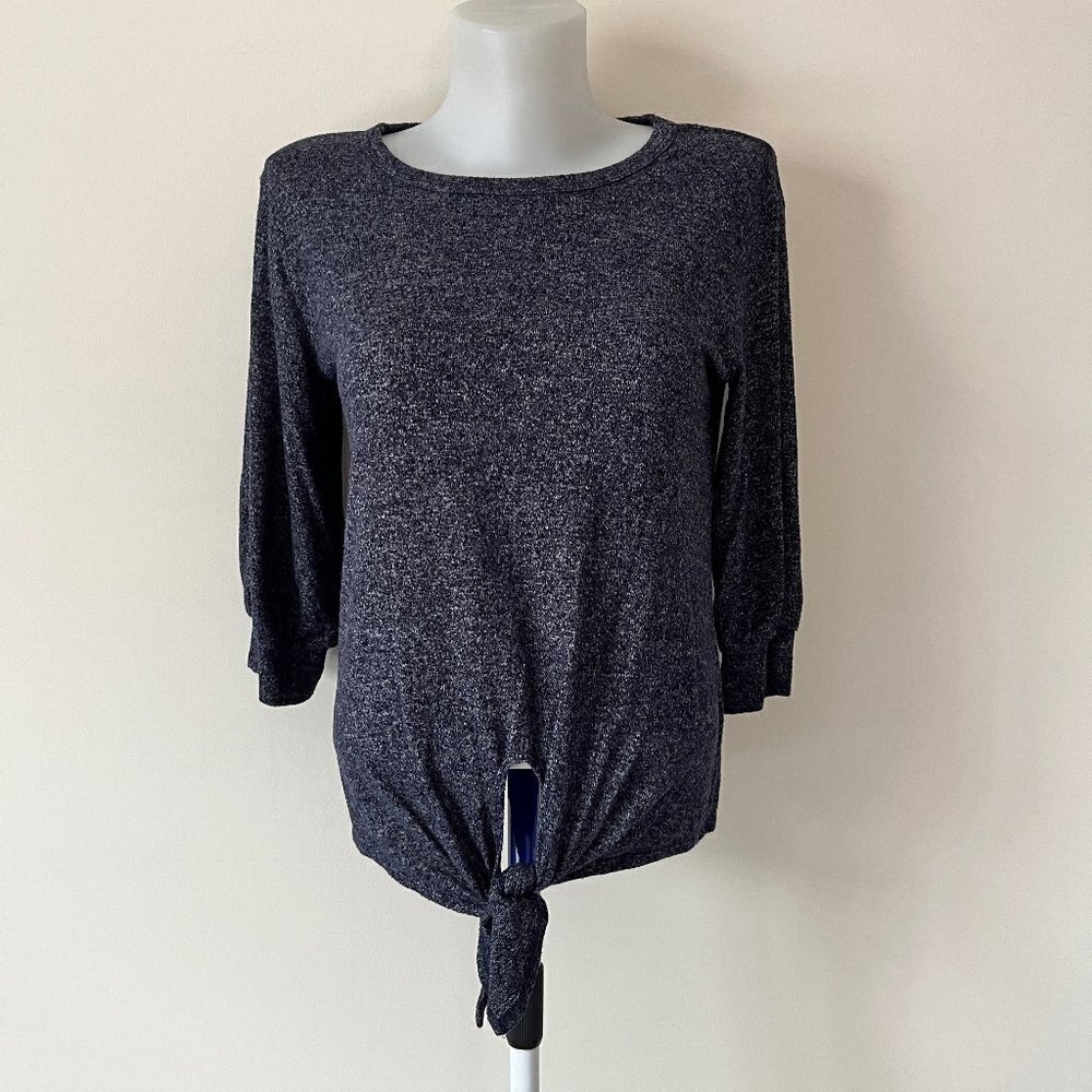 Coin 1804 Sweater Stretch  Jersey Knit Los Angeles Blue Shirt Front Knot Sz S